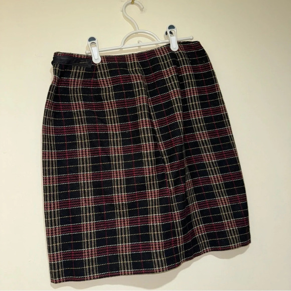 Women’s Vintage Wool Plaid Wrap Mini Length Preppy Formal Hoilday Skirt Size: 9 - Picture 11 of 15